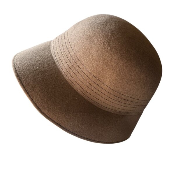 Nordstrom Womens Felted Wool Cloche Hat With Leather Trim Timeless Classic OS main image 7